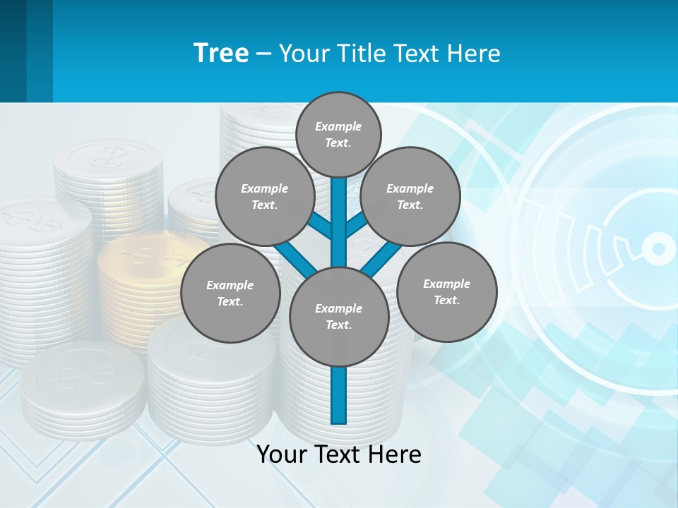 A Pile Of Coins With A Globe In The Background PowerPoint Template