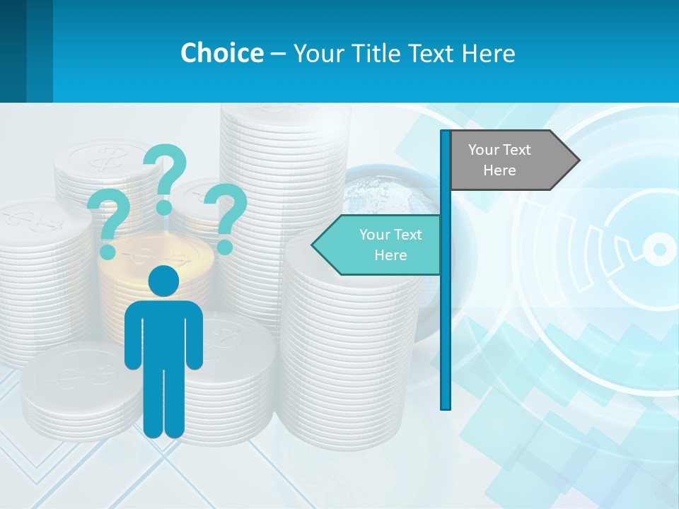 A Pile Of Coins With A Globe In The Background PowerPoint Template