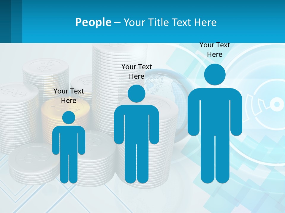 A Pile Of Coins With A Globe In The Background PowerPoint Template