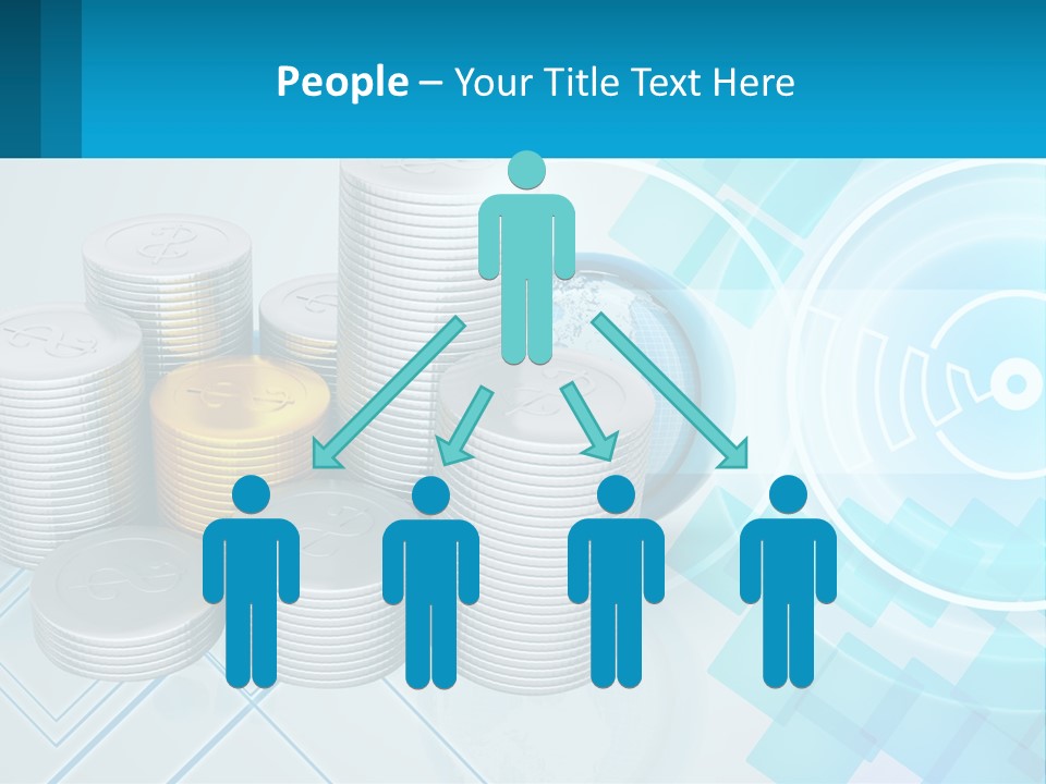 A Pile Of Coins With A Globe In The Background PowerPoint Template