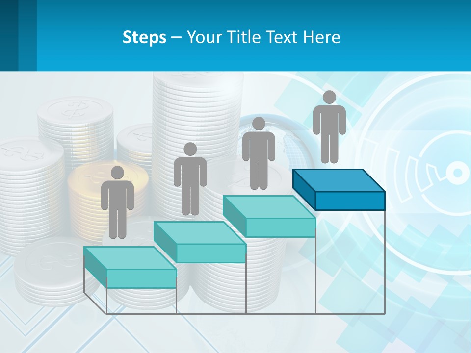 A Pile Of Coins With A Globe In The Background PowerPoint Template