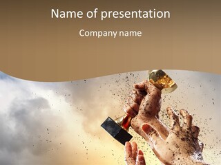 A Person Holding A Bottle Of Beer In Their Hand PowerPoint Template