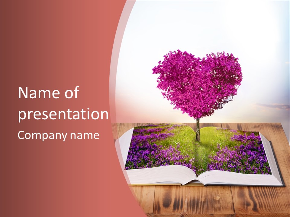 A Book With A Heart Shaped Tree On Top Of It PowerPoint Template