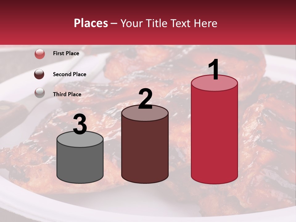A White Plate Topped With Chicken Wings Covered In Bbq Sauce PowerPoint Template