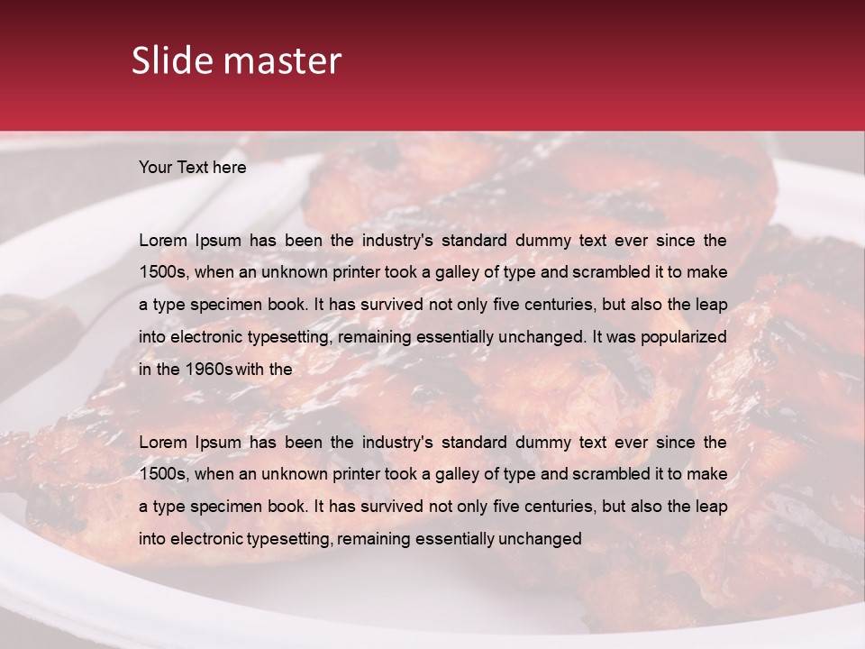 A White Plate Topped With Chicken Wings Covered In Bbq Sauce PowerPoint Template