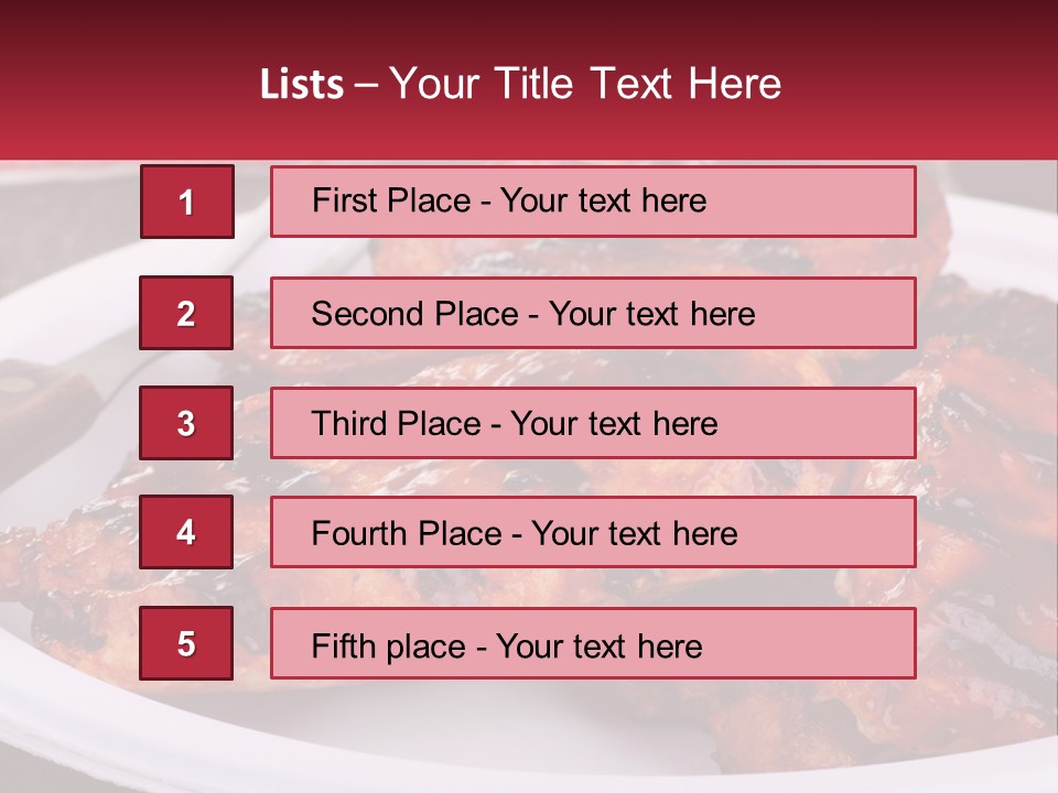 A White Plate Topped With Chicken Wings Covered In Bbq Sauce PowerPoint Template