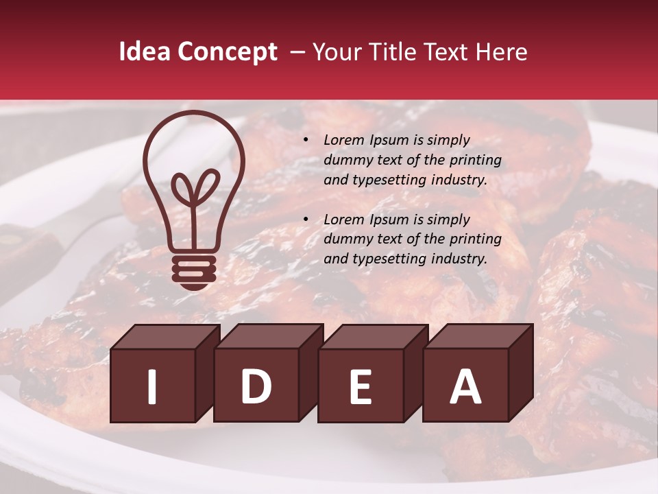A White Plate Topped With Chicken Wings Covered In Bbq Sauce PowerPoint Template