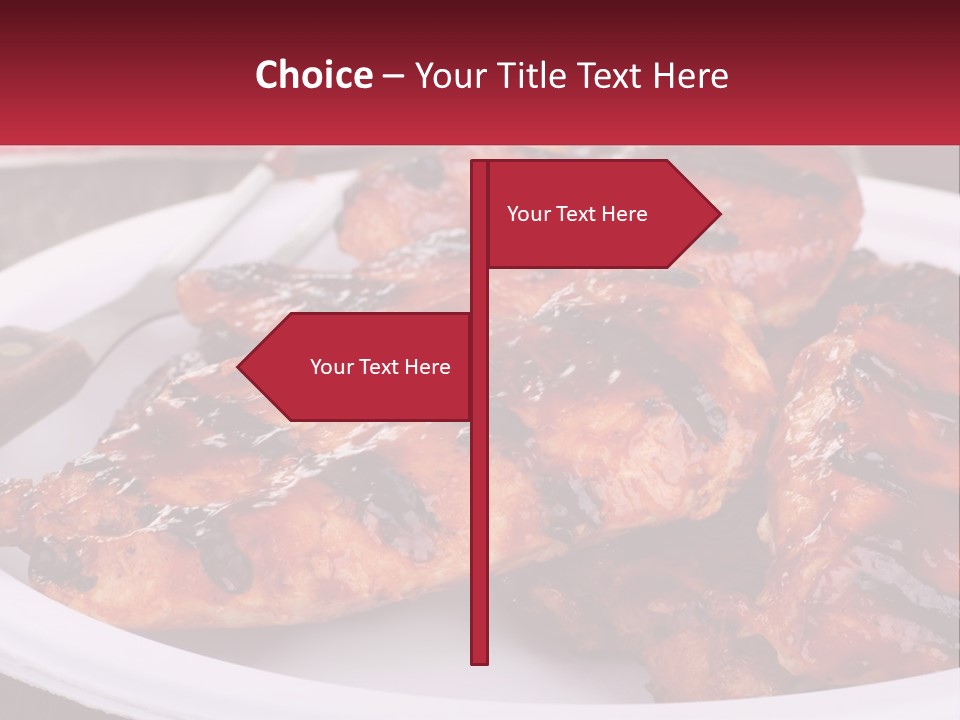 A White Plate Topped With Chicken Wings Covered In Bbq Sauce PowerPoint Template