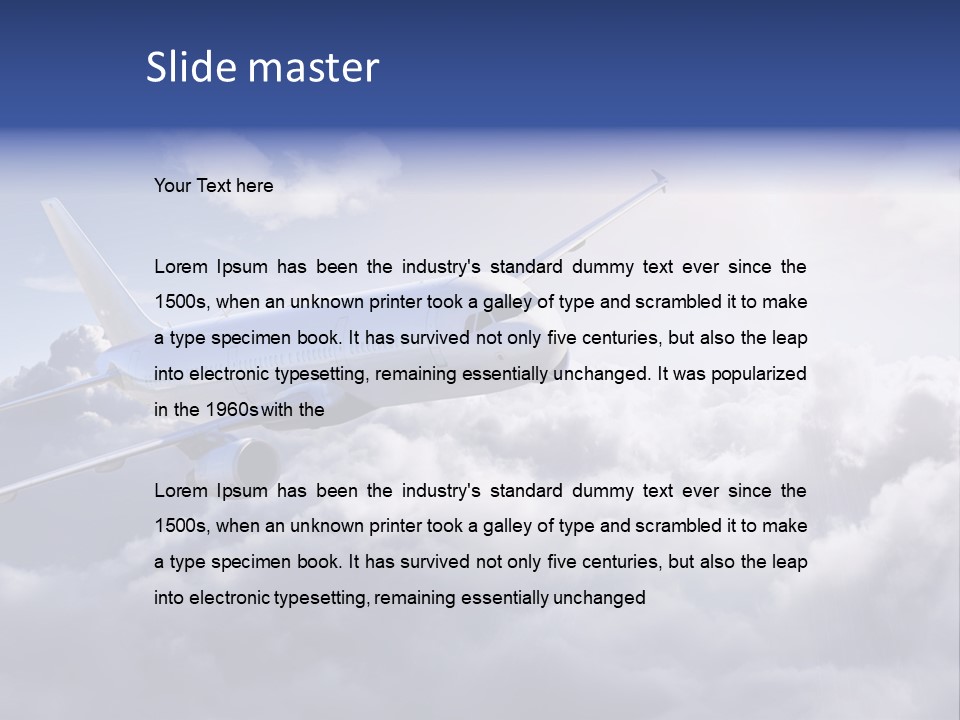 A Plane Flying In The Sky Above The Clouds PowerPoint Template