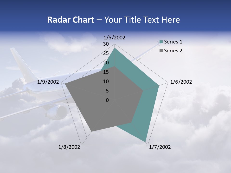 A Plane Flying In The Sky Above The Clouds PowerPoint Template