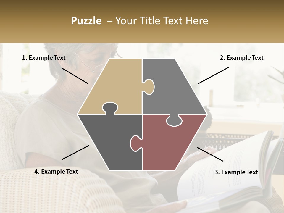 A Woman Sitting On A Couch Reading A Book PowerPoint Template