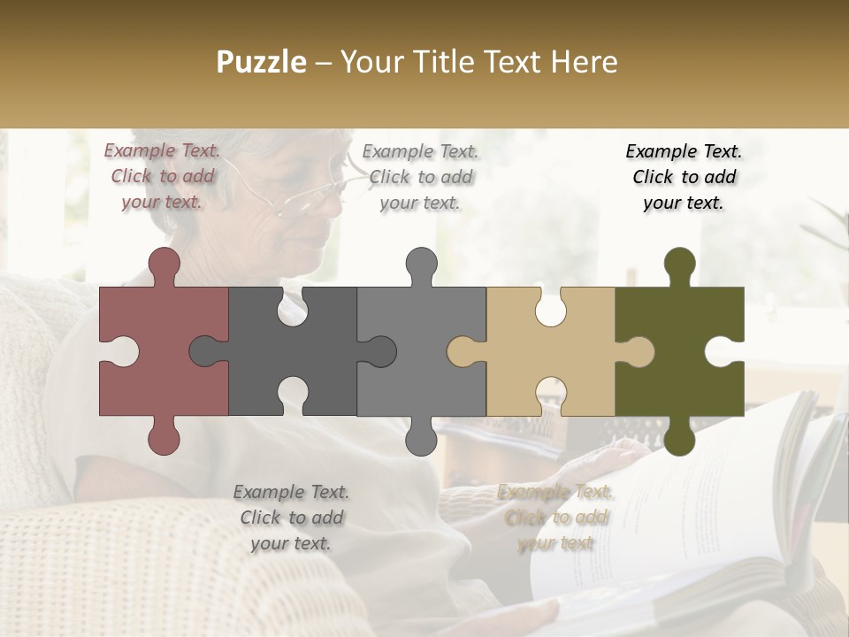 A Woman Sitting On A Couch Reading A Book PowerPoint Template