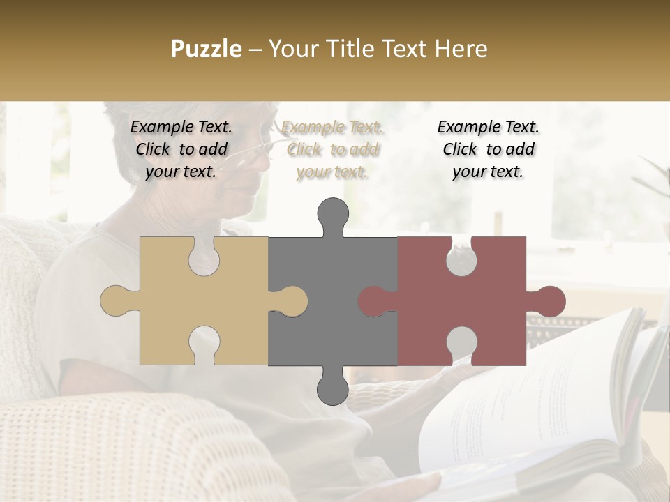 A Woman Sitting On A Couch Reading A Book PowerPoint Template