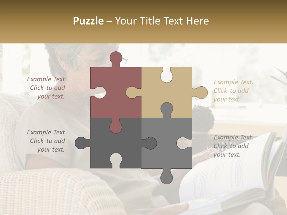 A Woman Sitting On A Couch Reading A Book PowerPoint Template