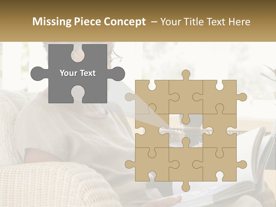 A Woman Sitting On A Couch Reading A Book PowerPoint Template