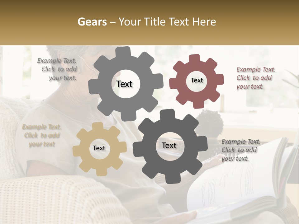 A Woman Sitting On A Couch Reading A Book PowerPoint Template