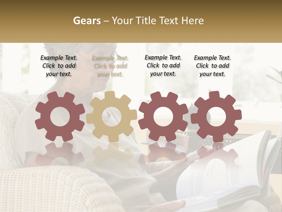 A Woman Sitting On A Couch Reading A Book PowerPoint Template