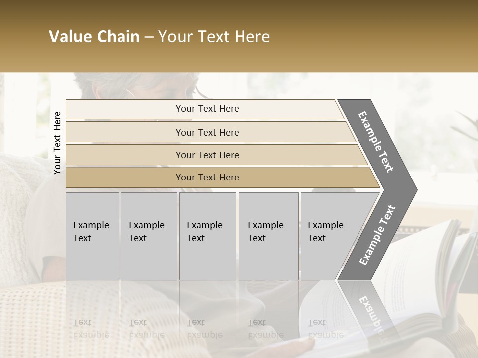 A Woman Sitting On A Couch Reading A Book PowerPoint Template