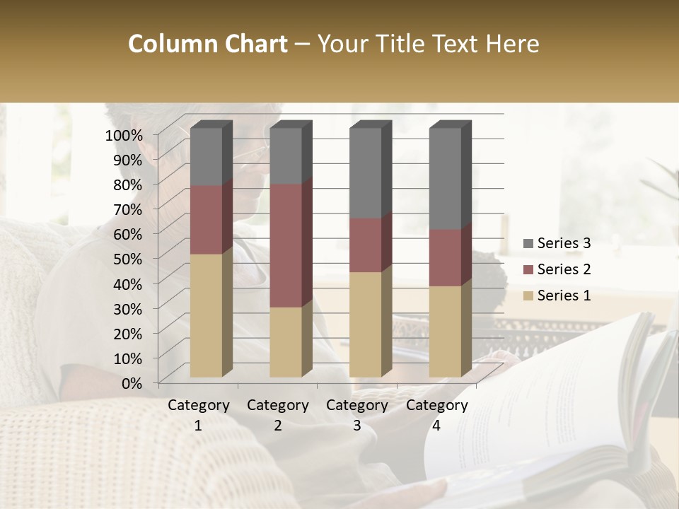 A Woman Sitting On A Couch Reading A Book PowerPoint Template