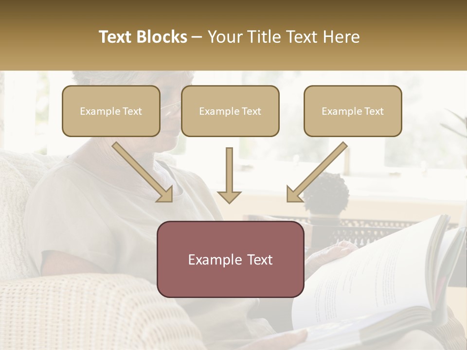 A Woman Sitting On A Couch Reading A Book PowerPoint Template