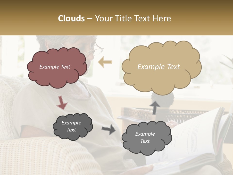 A Woman Sitting On A Couch Reading A Book PowerPoint Template