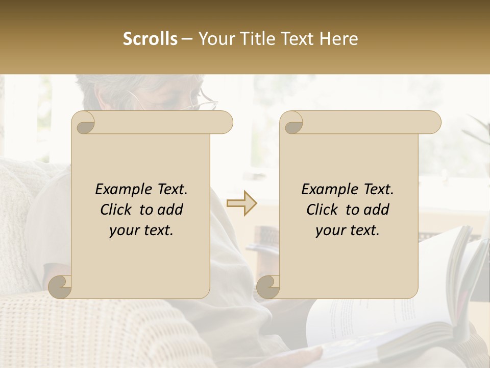 A Woman Sitting On A Couch Reading A Book PowerPoint Template