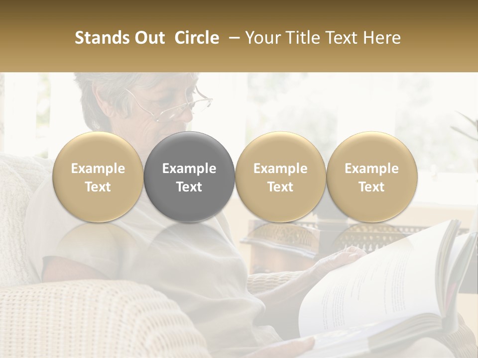 A Woman Sitting On A Couch Reading A Book PowerPoint Template