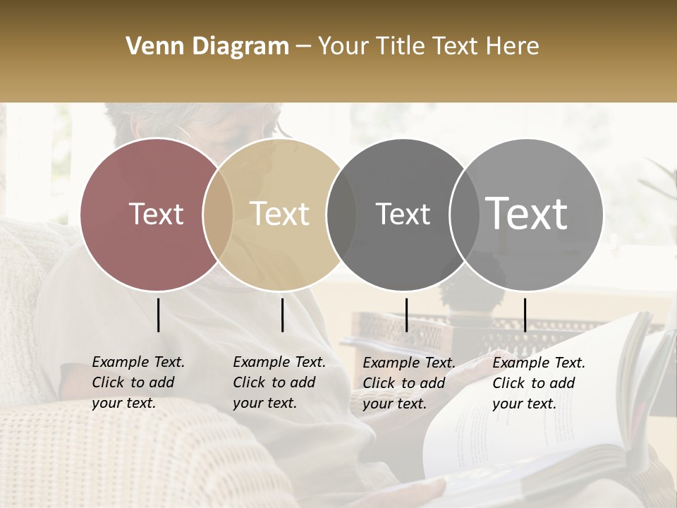 A Woman Sitting On A Couch Reading A Book PowerPoint Template