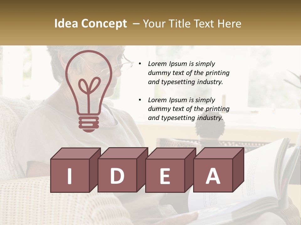 A Woman Sitting On A Couch Reading A Book PowerPoint Template