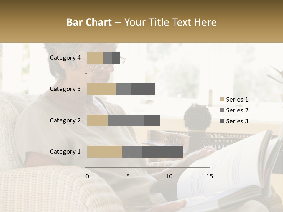 A Woman Sitting On A Couch Reading A Book PowerPoint Template