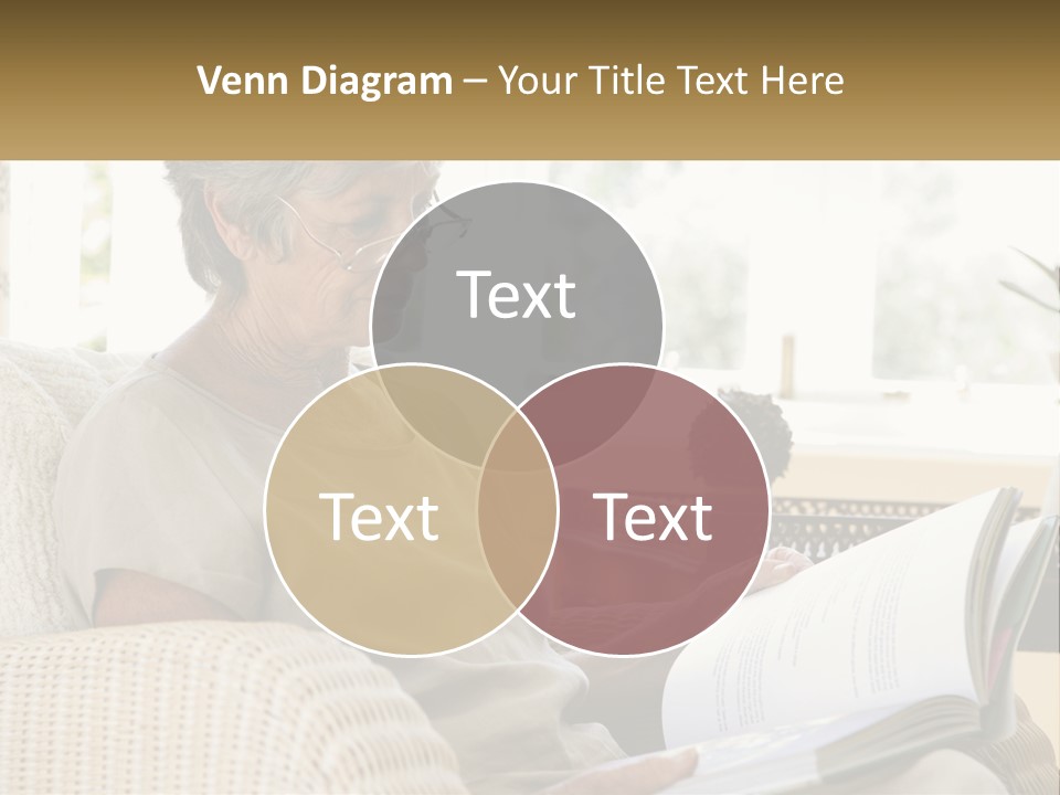 A Woman Sitting On A Couch Reading A Book PowerPoint Template