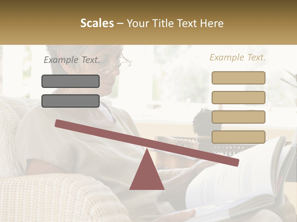 A Woman Sitting On A Couch Reading A Book PowerPoint Template