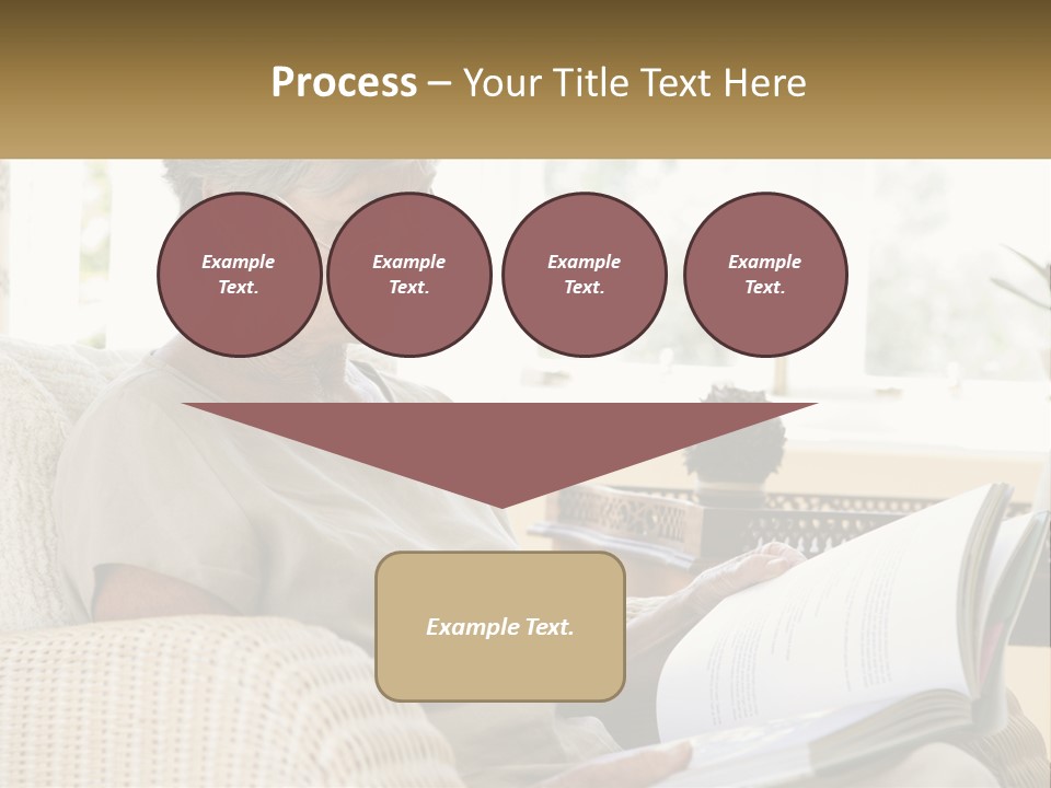 A Woman Sitting On A Couch Reading A Book PowerPoint Template