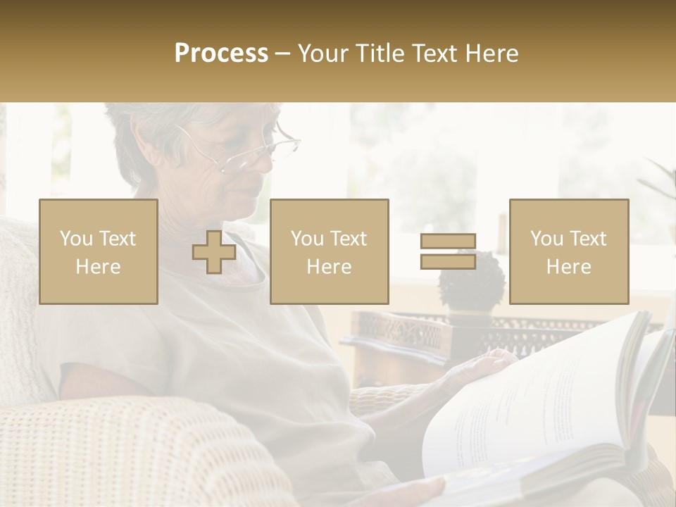 A Woman Sitting On A Couch Reading A Book PowerPoint Template