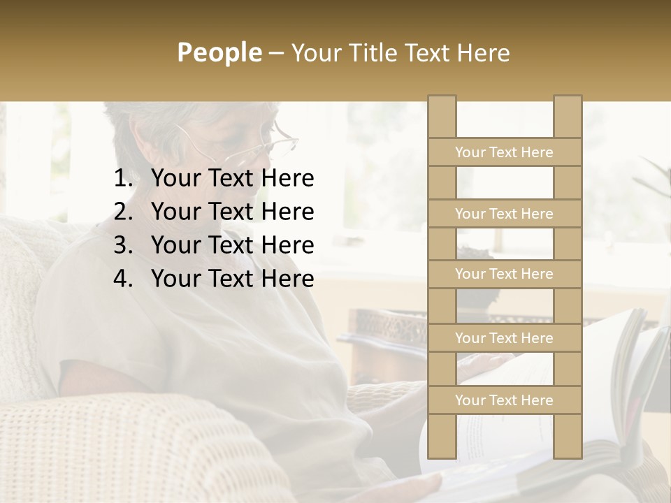 A Woman Sitting On A Couch Reading A Book PowerPoint Template