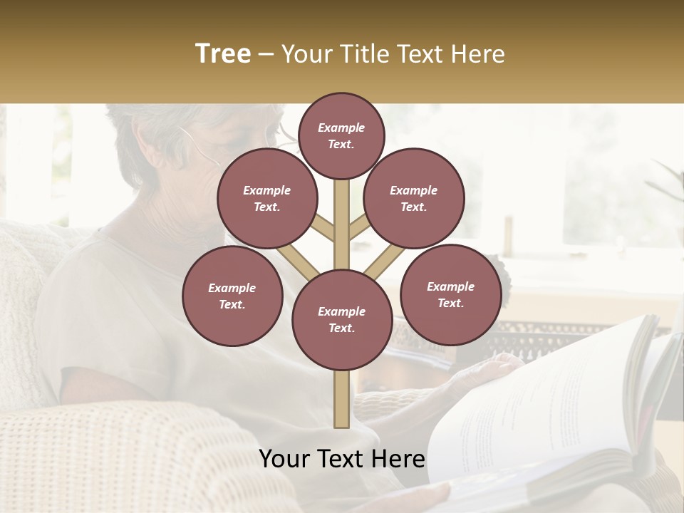 A Woman Sitting On A Couch Reading A Book PowerPoint Template