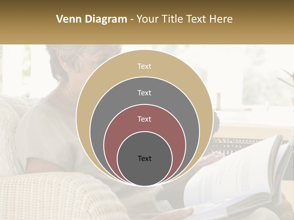 A Woman Sitting On A Couch Reading A Book PowerPoint Template