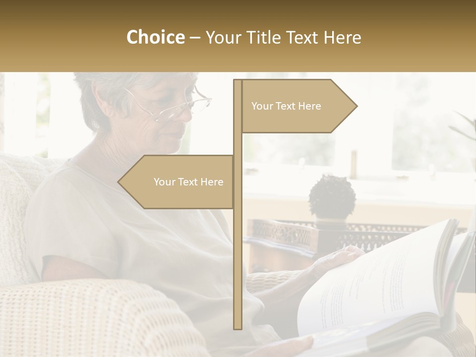 A Woman Sitting On A Couch Reading A Book PowerPoint Template