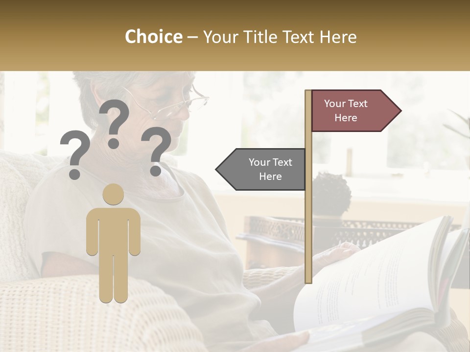 A Woman Sitting On A Couch Reading A Book PowerPoint Template