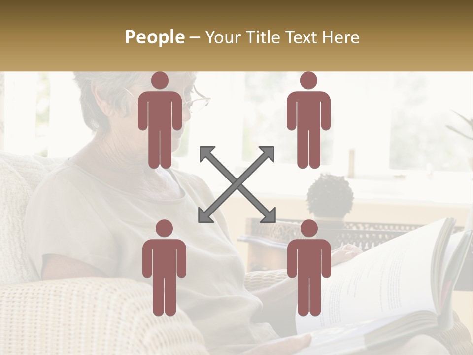 A Woman Sitting On A Couch Reading A Book PowerPoint Template