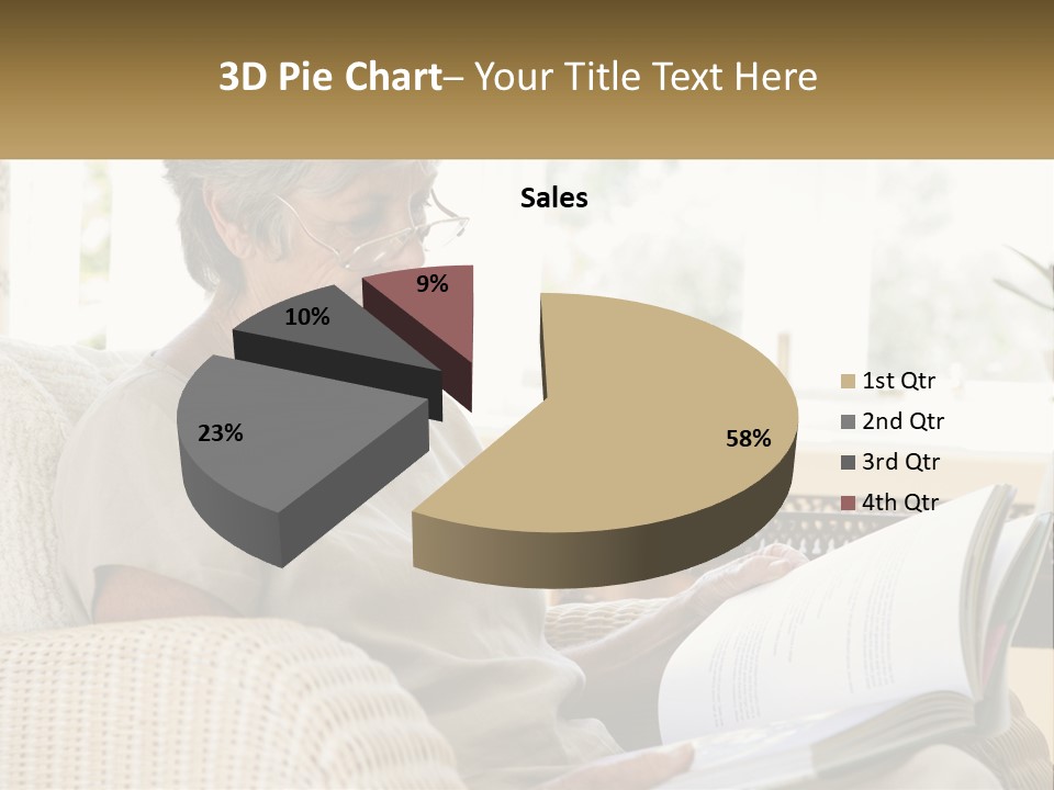A Woman Sitting On A Couch Reading A Book PowerPoint Template
