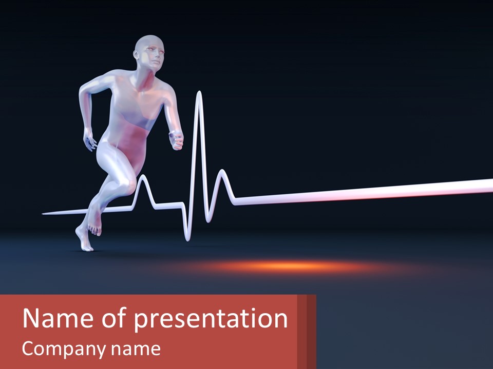 A Man Running In Front Of A Heartbeat PowerPoint Template