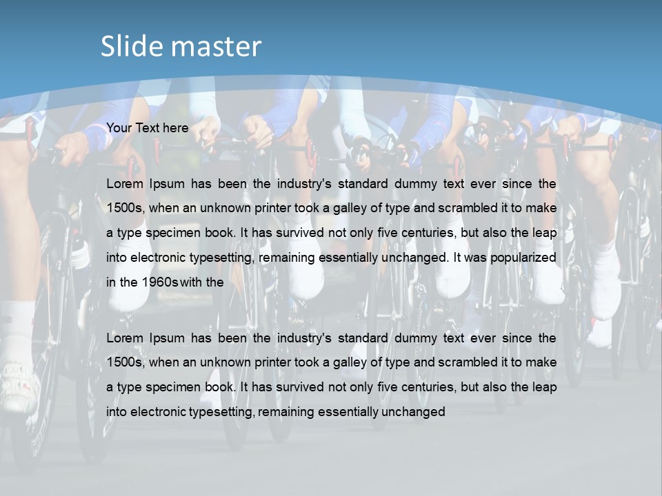 A Group Of Men Riding Bikes Down A Street PowerPoint Template