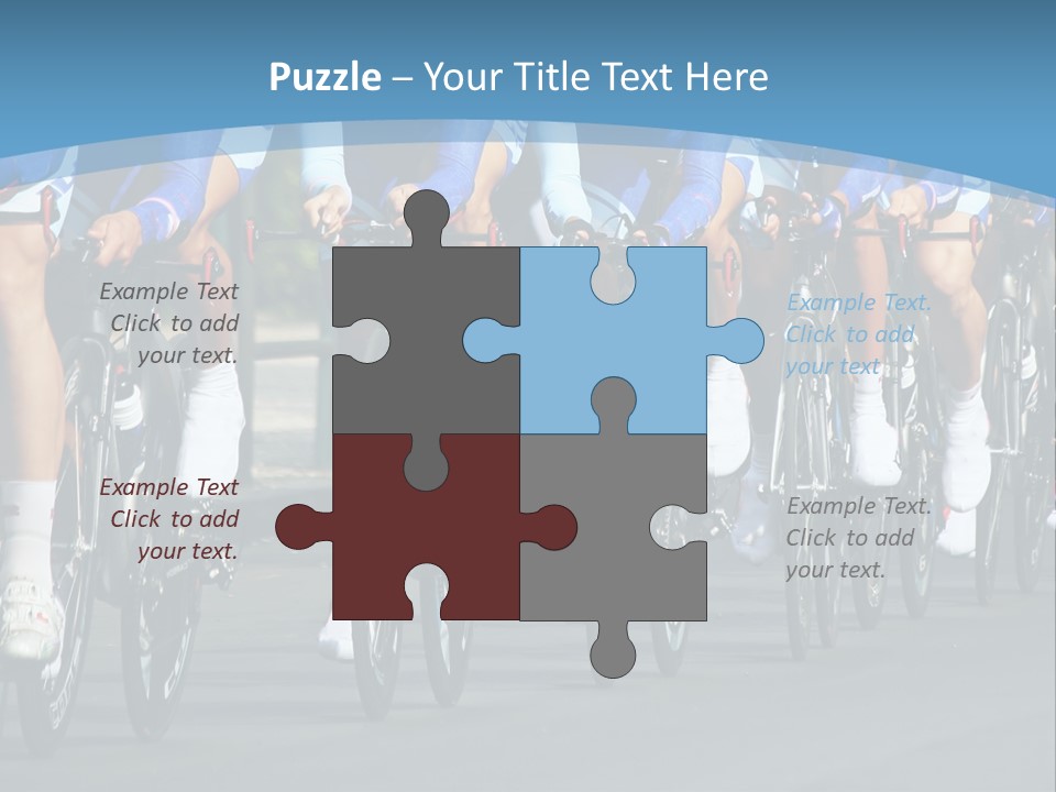 A Group Of Men Riding Bikes Down A Street PowerPoint Template