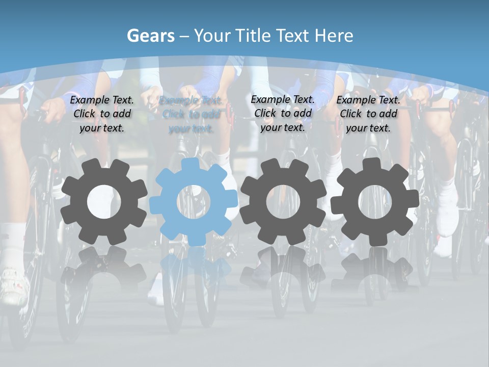 A Group Of Men Riding Bikes Down A Street PowerPoint Template