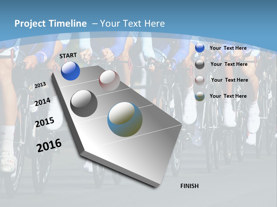 A Group Of Men Riding Bikes Down A Street PowerPoint Template