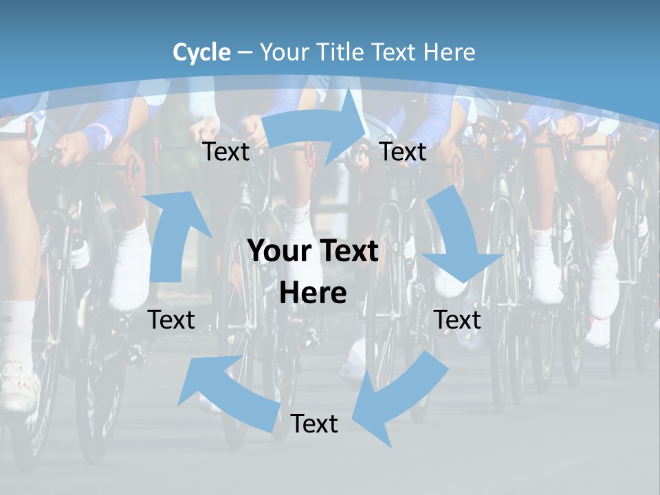 A Group Of Men Riding Bikes Down A Street PowerPoint Template