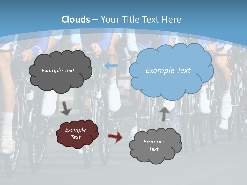 A Group Of Men Riding Bikes Down A Street PowerPoint Template