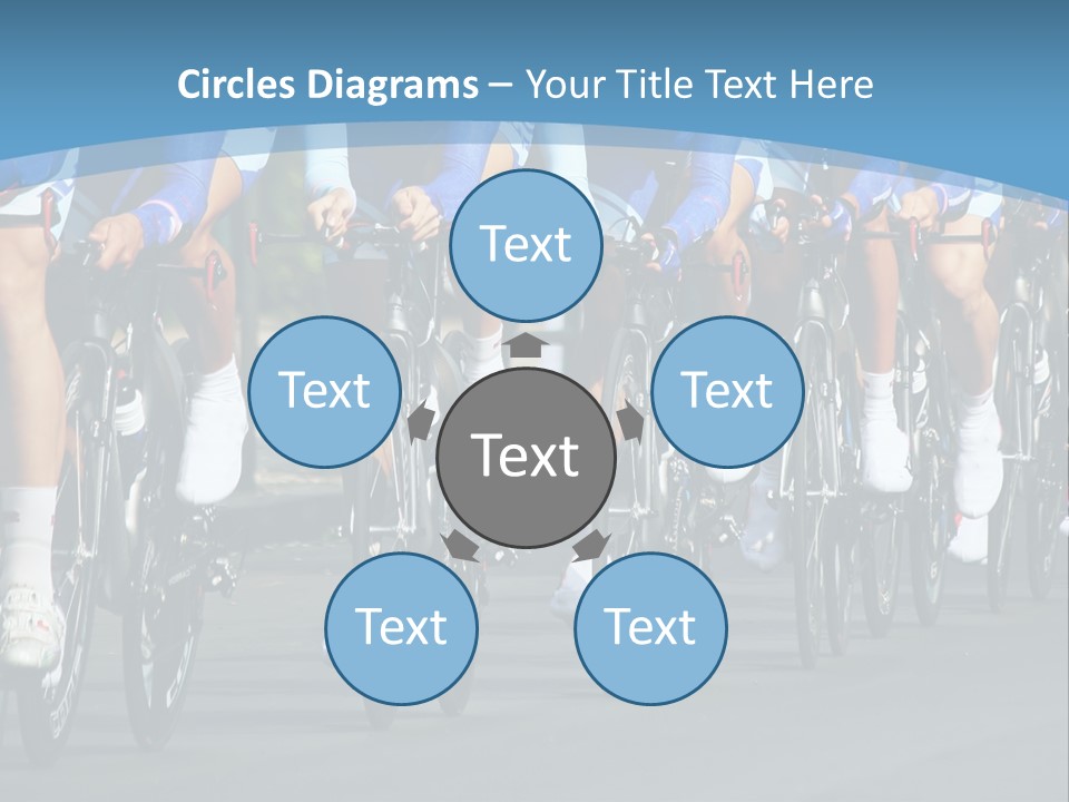 A Group Of Men Riding Bikes Down A Street PowerPoint Template