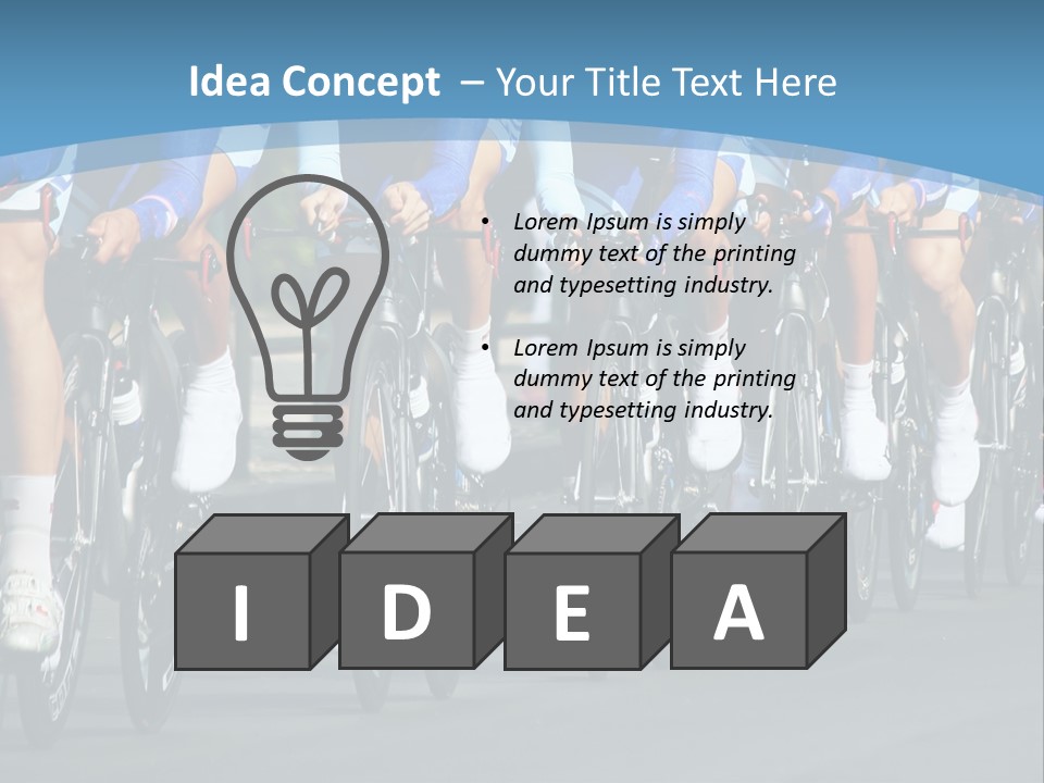 A Group Of Men Riding Bikes Down A Street PowerPoint Template